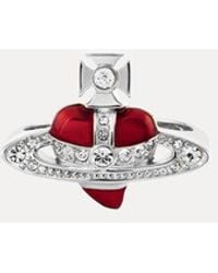 Vivienne Westwood - New Diamante Heart Ring Cubic Zirconia Enamel - Lyst