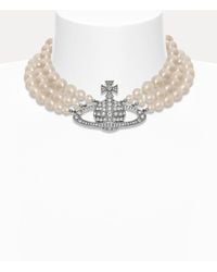 Vivienne Westwood - Three Row Pearl Bas Relief Choker - Lyst