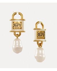Vivienne Westwood - Posy Earrings Andreas Kronthaler For Gold-black-patina-creamrose-pearl Gold-black-patina-creamrose-pearl Women - Lyst
