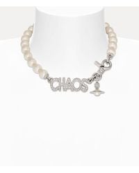 Vivienne Westwood - Chaos Large Pearl Necklace Cubic Zirconia Glass Pearls - Lyst