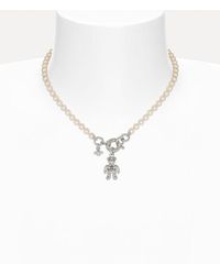Vivienne Westwood - Ruby Pearl Necklace Cubic Zirconia Enamel - Lyst