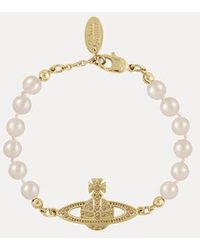 Vivienne Westwood - Mini Bas Relief Pearl Bracelet Swarovski Pearls Preciosa Crystals - Lyst