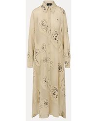 Vivienne Westwood - Vw Shirt Dress Printed Veil Crepe Floral Artwork - Lyst