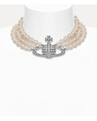 Vivienne Westwood - Three Row Pearl Bas Relief Choker Swarovski Pearls - Lyst