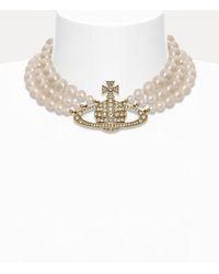 Vivienne Westwood - Three Row Pearl Bas Relief Choker Swarovski Pearls - Lyst