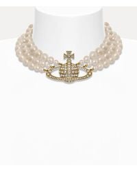 Vivienne Westwood - Three Row Pearl Bas Relief Choker Swarovski Pearls - Lyst