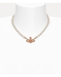 Vivienne Westwood - Mini Bas Relief Pearl Choker Glass Pearls Cubic Zirconia - Lyst