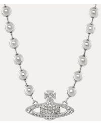 Vivienne Westwood - Thames Mini Bas Relief Necklace Cubic Zirconia - Lyst