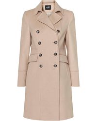 Wallis Nude Double Breasted Military Coat - Natural