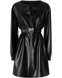 Pinko - Leather Effect Short Dress - Lyst