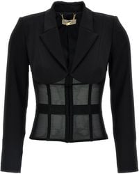 Elisabetta Franchi - Crêpe And Tulle Blazer Blazer And Suits Nero-Donna - Lyst
