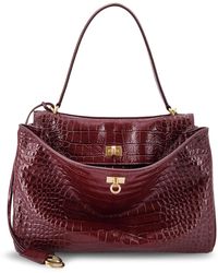 Balenciaga - Rodeo Leather Shoulder Bag With Croco Effect - Lyst
