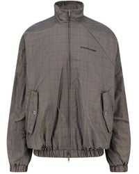 Balenciaga - Giacca Con Zip Quadri E Blu - Lyst