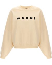 Marni - Logo Print Felpe Bianco-Donna - Lyst