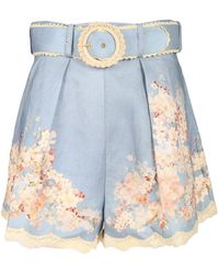 Zimmermann - Light Cascadian Tuck Ramie Shorts-Donna - Lyst