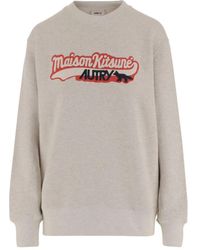 Autry - X Maison Kitsuné Felpa Girocollo Con Stampa Logo-Donna - Lyst