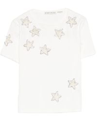 Alice + Olivia - Embroidered Cotton T-Shirt - Lyst