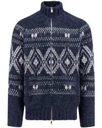 Brunello Cucinelli - Alpaca Blend Cardigan With Embroideries - Lyst