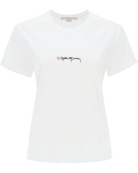 Stella McCartney - T Shirt Con Firma Ricamata - Lyst