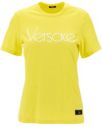 Versace - Logo Embroidery T Shirt Giallo - Lyst