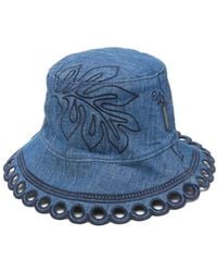 Zimmermann - Embroidered Denim Bucket Hat - Lyst