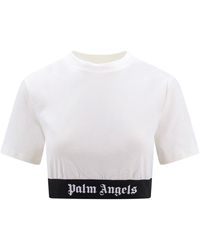 Palm Angels - T-Shirt Logo Tape Crop - Lyst