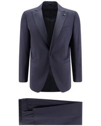 Lardini - Stretch Wool Suit With Satin Profiles - Lyst