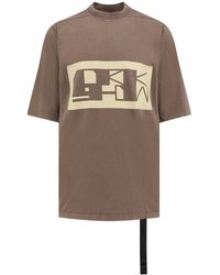 Rick Owens - T-shirt in cotone organico con stampa logo frontale - Lyst
