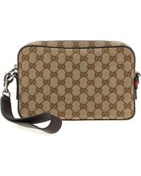 Gucci - Gg Small Shoulder Strap Borse A Tracolla Marrone-Uomo - Lyst