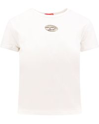 DIESEL - Cotton T-Shirt With Frontal Oval-D Logo - Lyst