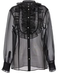 Dolce & Gabbana - Plastron And Ruffle Shirt Camicie Nero - Lyst
