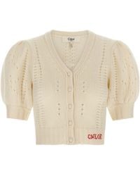 Chloé - Jacquard Logo Cardigan - Lyst