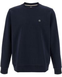 BOSS - Logo Felpe Blu-Uomo - Lyst