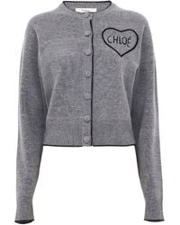 Chloé - Logo Cashmere Cardigan - Lyst