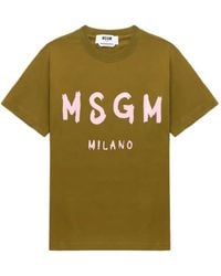 MSGM - Logo Print Cotton T-Shirt - Lyst