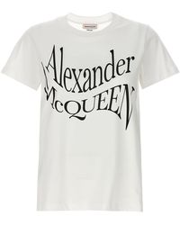 Alexander McQueen - Logo Print T Shirt Bianco/Nero - Lyst