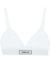 Versace - Bralette A Coste Con Logo '90s - Lyst
