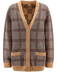 Gucci - Cardigan in lana con motivo madras - Lyst