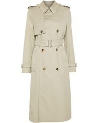 Burberry - Cotton Blend Long Trench Coat - Lyst