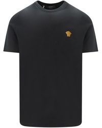 Versace - | T-shirt con logo iconico ricamato sul petto | male | NERO | XL - Lyst