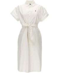 Polo Ralph Lauren - Logo Embroidery Chemisier Dress Abiti Bianco - Lyst