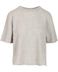 Lisa Yang - Short-sleeved Cashmere Top Knitwear Grey - Lyst