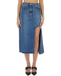 McQueen - Denim Midi Skirt - Lyst