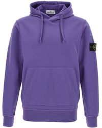 Stone Island - Logo Badge Hoodie Felpe Viola-Uomo - Lyst