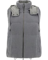 Brunello Cucinelli - Gilet Piumino con Cappuccio - Lyst