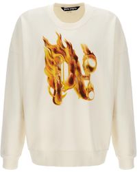 Palm Angels - Burning Monogram Felpe Bianco - Lyst