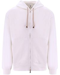 Brunello Cucinelli - Cotton Sweatshirt With Logoed Sliders - Lyst