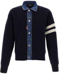 DSquared² - Denim Mix' Cardigan - Lyst