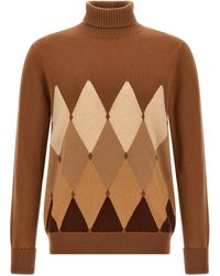 Ballantyne - Argyle Turtleneck Sweaters And Cardigans Brown - Lyst