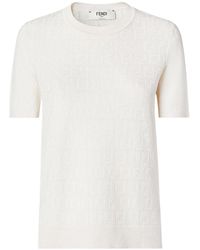 Fendi - Cotton Blend T-shirt With All-over Ff Logo - Lyst